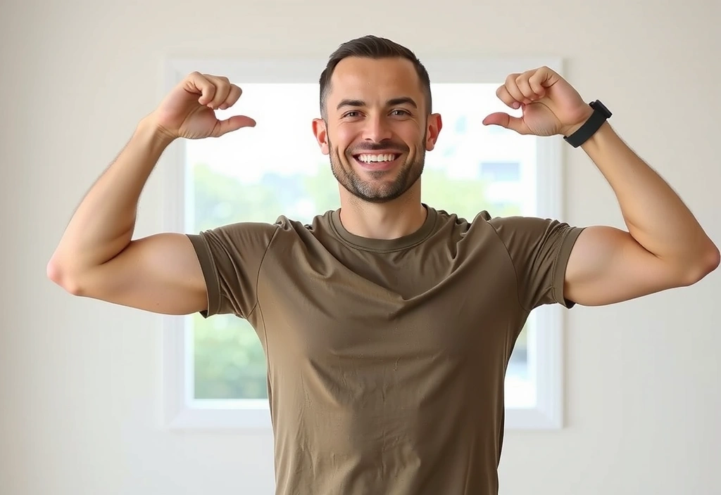 An energetic male yoga instructor leading a power yoga session, full of vitality.